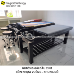 Giường Gội Bồn Nhựa Vuông Chân Gỗ