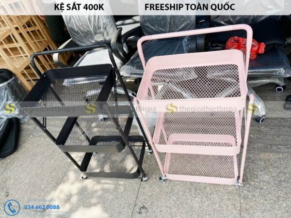 Kệ Sắt Đa Năng 3 Tầng Có Bánh Xe – Có Tay Cầm