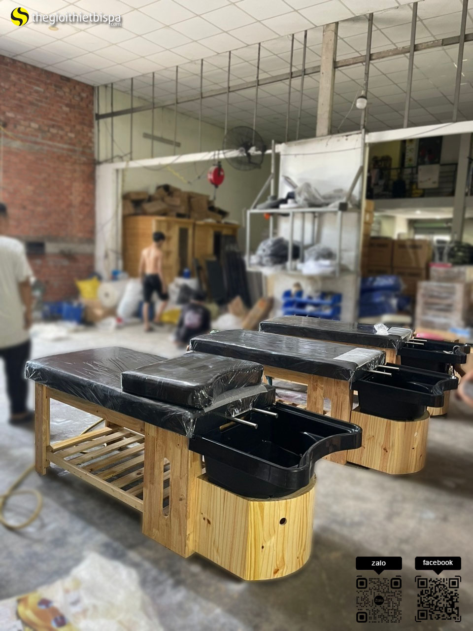 Giường Gội Đầu Tai Thỏ Bồn Nhựa Chân Gỗ