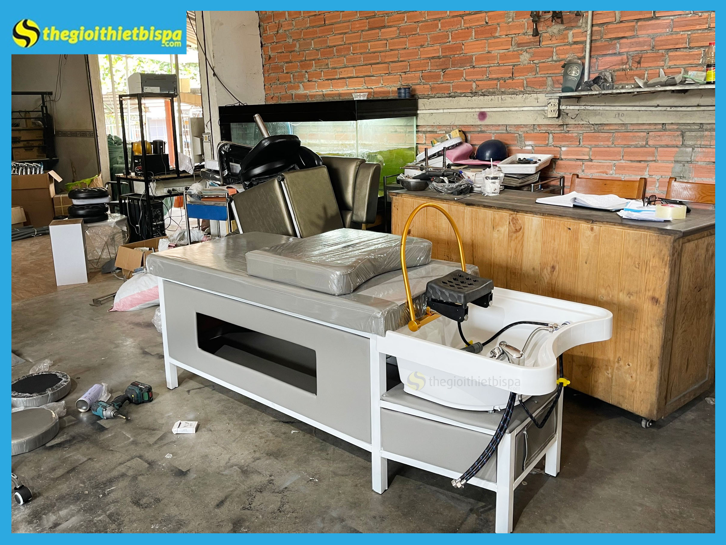 Giường Gội Đầu Dưỡng Sinh Chân Sắt Tai Thỏ
