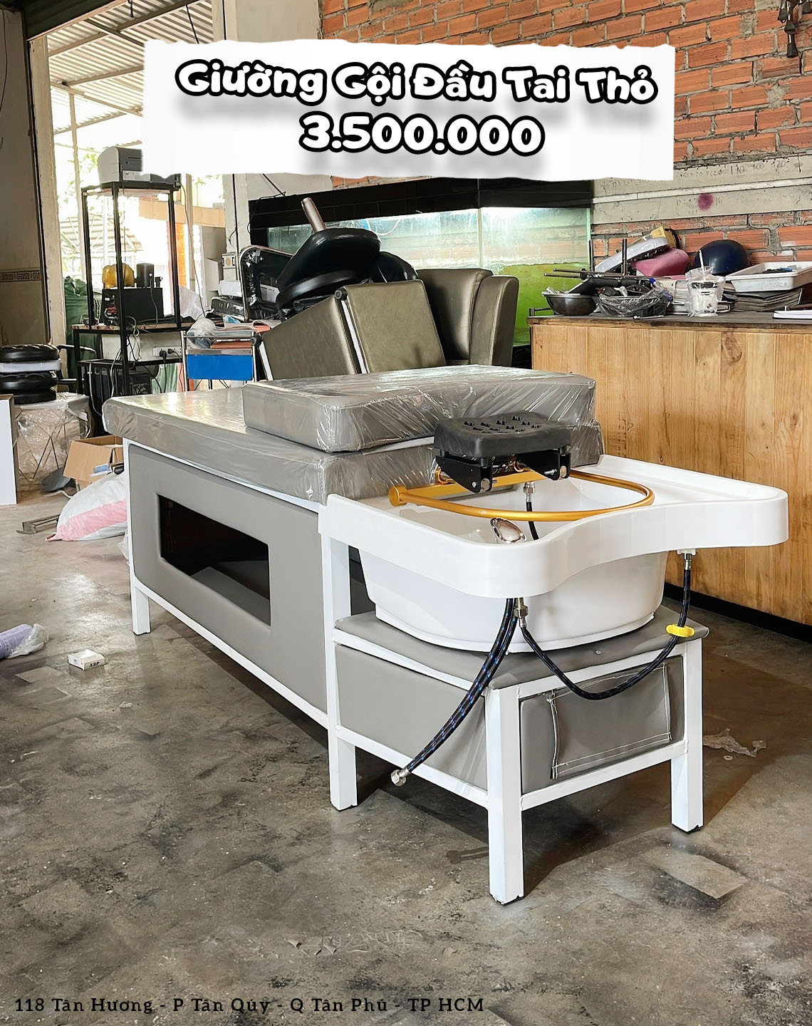 Giường Gội Đầu Dưỡng Sinh Chân Sắt Tai Thỏ