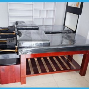 Giường Gội Đầu Tai Thỏ Bồn Nhựa Chân Cánh Gián Nệm Đen