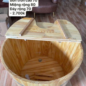Thùng Tắm Xông Hơi Gỗ Thông Dáng Tròn