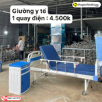 Giường Y Tế – 1 Tay Quay Điện Có Bô Có Bàn Ăn – Giường Chăm Sóc Bệnh Nhân