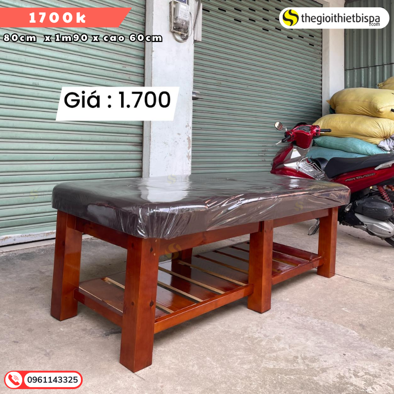Giường massage spa chân gỗ