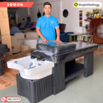 Giường Gội Đầu Tai Thỏ Bồn Sứ Chân Nhựa