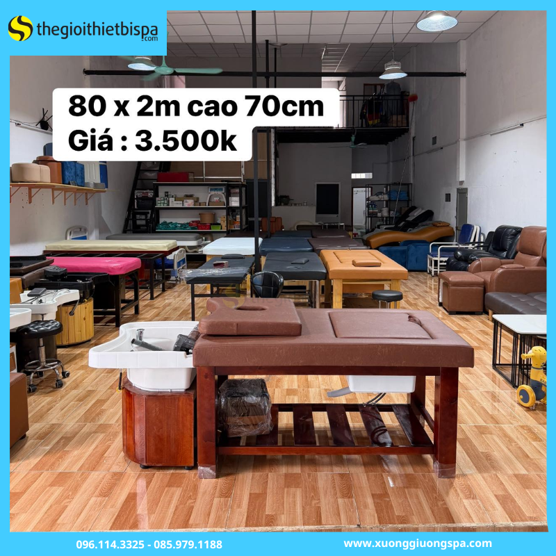 Kích thước giường gội đầu 3in1 bồn nhựa